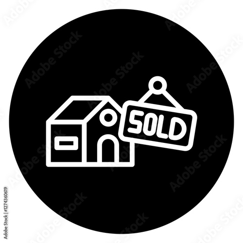 Inverted Bold Circle Sold Real Estate Icon