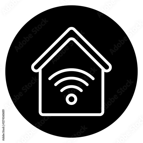 Inverted Bold Circle Home Wifi Icon