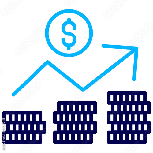 Dollar Graph Outline Color icon