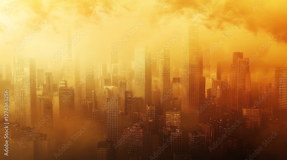 Fototapeta premium Urban Landscape with Toxic Atmosphere in Overcast Conditions