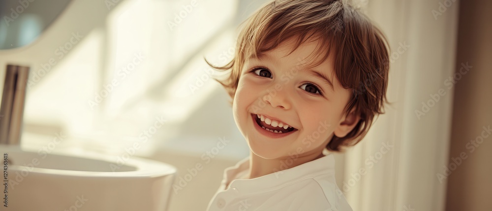 Happy child smiling in bright room, enjoying childhood moments, playful expressions, nurturing environment, parenting, family joy, childrens emotions. Happy child smiling in bright room, enjoying childhood moments, playful expressions, nurturing environment, parenting, family joy, childrens emotions.