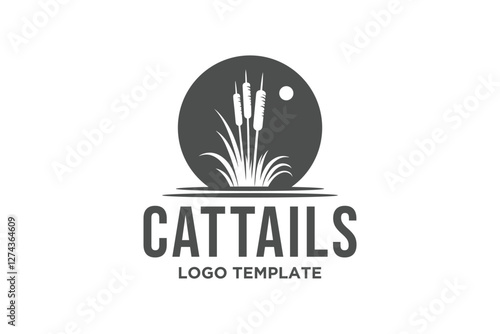 reed or cattail vintage logo vector illustration design