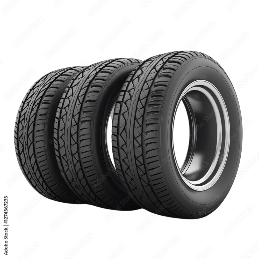 Three New Black Tires Automotive Parts Replacement Wheels, Three New Black Tires Automotive Parts Replacement Wheels,