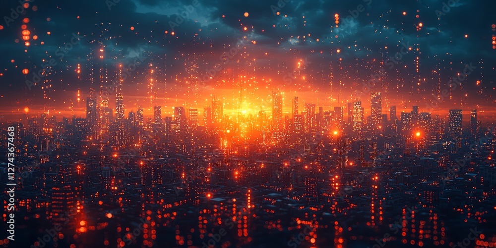 Fototapeta premium Urban Infrastructure with Quantum Cryptography 