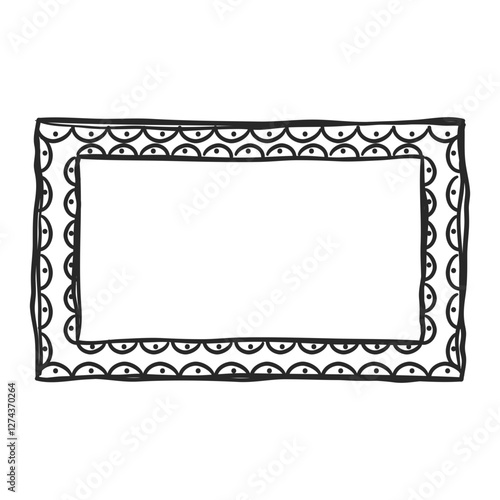 Doodle hand drawn trendy frame elements with swirls and wavy lines.