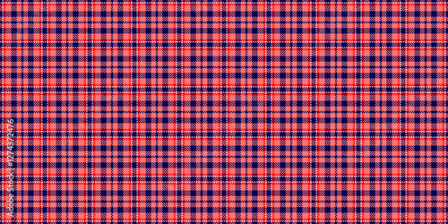 Event vector seamless pattern, intense textile tartan background. Row plaid fabric texture check in red and indigo colors.