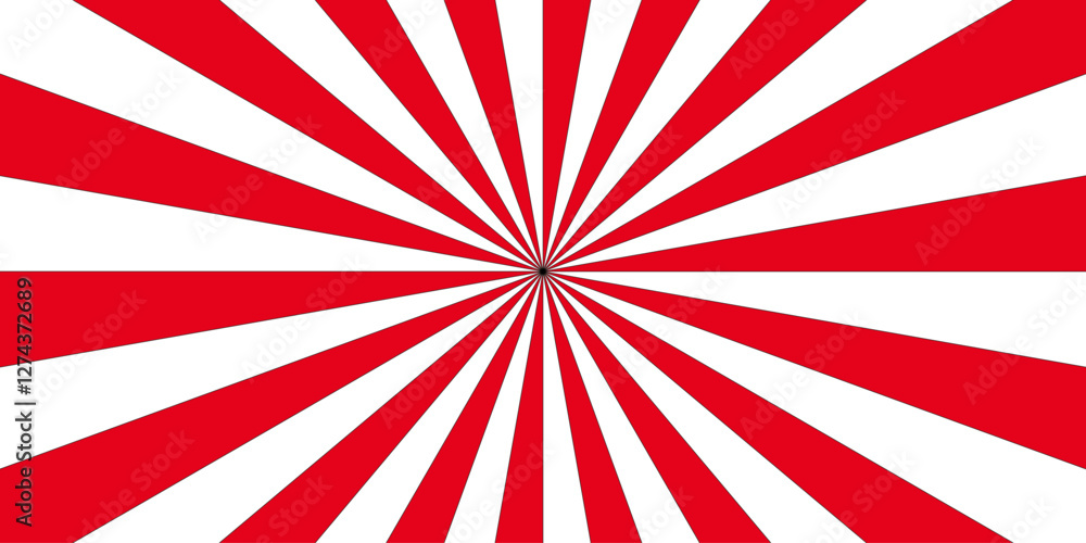 Fototapeta premium Geometric white and red diagonal fabric radial summer sunshine explosion energy sunlight sunrise sunbeam element spiral striped illustration sunray template wallpaper design 