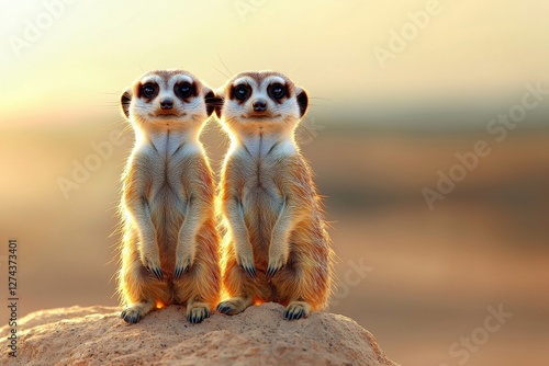 Wallpaper Mural Curious meerkats observing the world safari landscape wildlife photography natural habitat close-up view playful exploration Torontodigital.ca