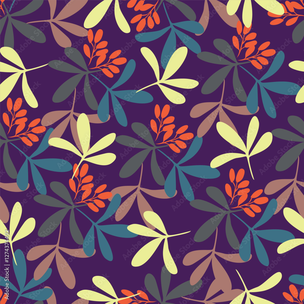 Fototapeta premium Trendy exotic hand drawn flowers seamless pattern. Floral background for textile, wallpaper, banner, covers, surface, printing and home decor. Flower vector illustration.
