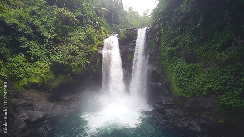 * Canyoning enthusiasts rappelling through waterfalls.
