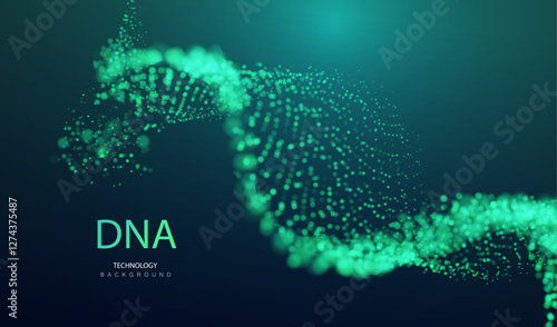 Medicine dna banner vector. DNA genome waves, future connect innovation design. Science biology chromosome molecule background. Technology ai genetic code. 
