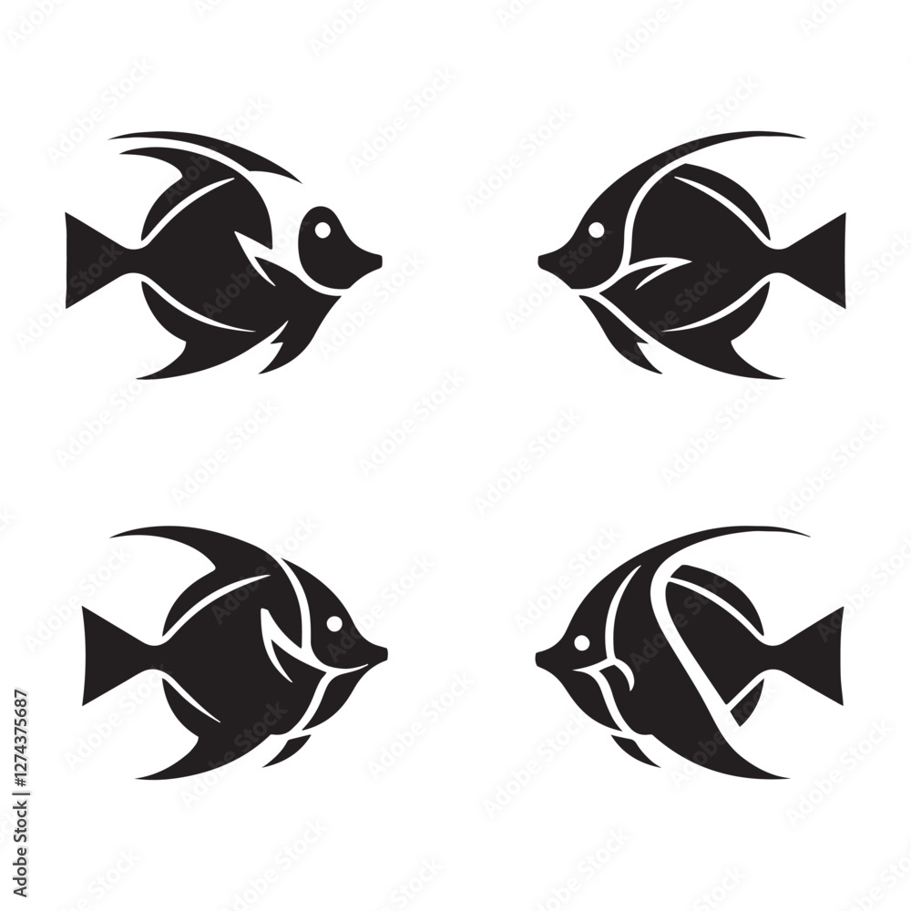 Fototapeta premium Abstract Surgeonfish silhouette, a modern approach to marine life - Surgeonfish illustration - Minimalist Surgeonfish vector - Fish silhouette 