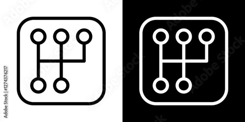 car gearbox icon set. vector illustrations in black and white strokes