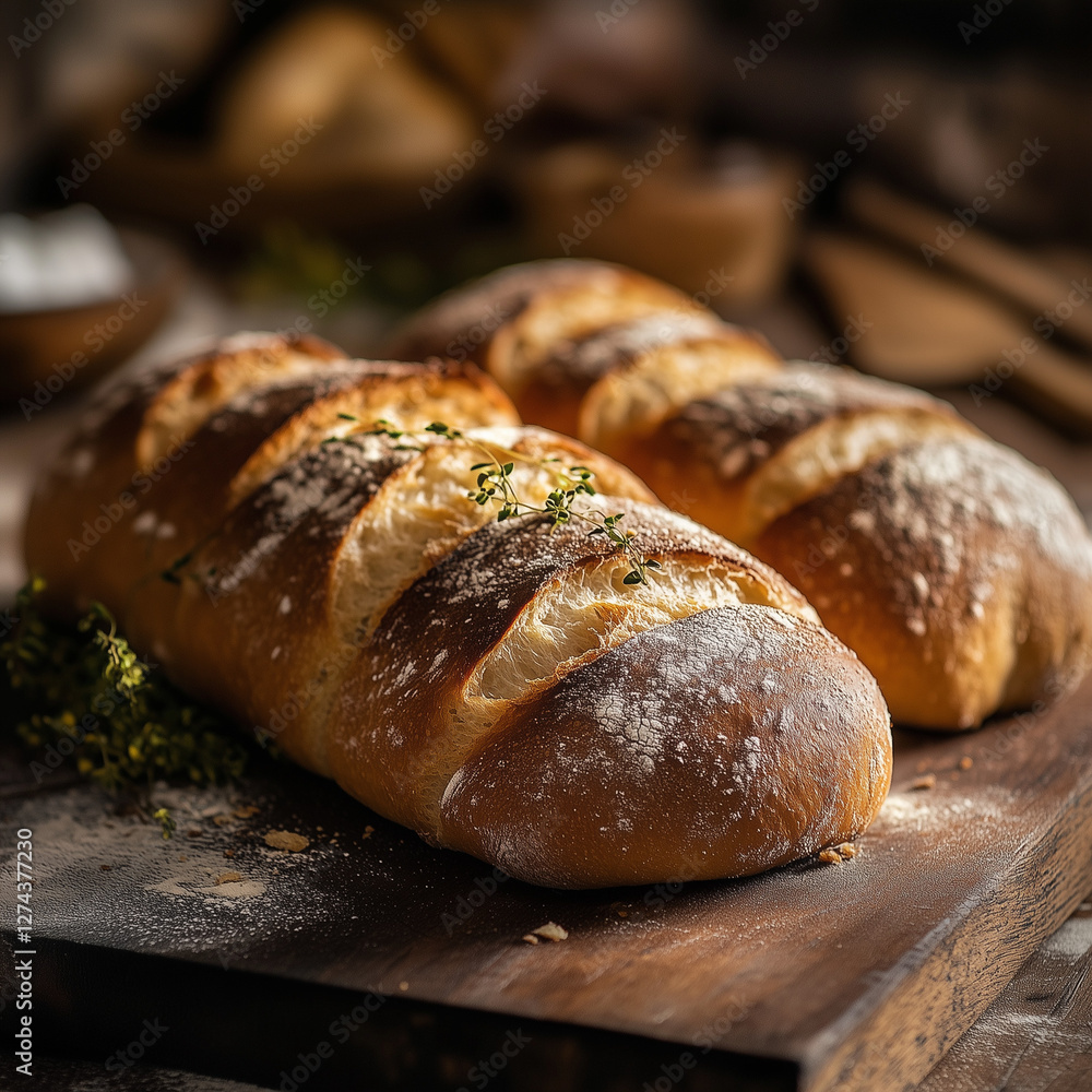 Freshly Baked Sourdough Bread in a Rustic Basket Freshly Baked Sourdough Bread in a Rustic Basket