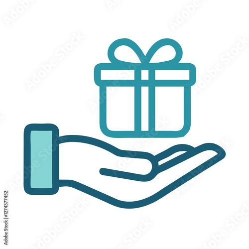 gift box on hand icon design