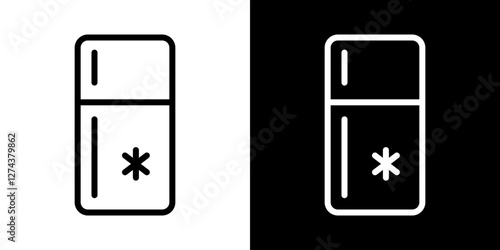 Fridge icon set. vector illustrations in black and white strokes