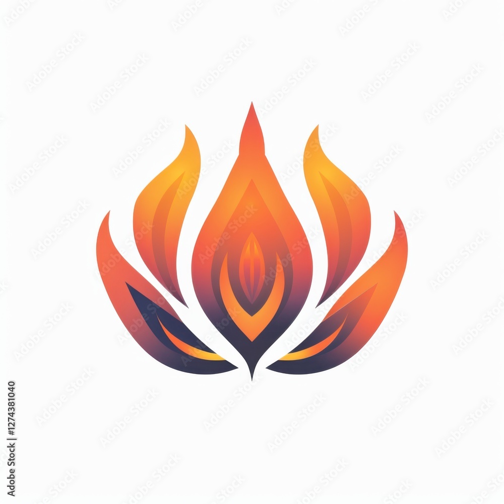 A bold fire logo with intense flames and strong lines, centered on a white background A bold fire logo with intense flames and strong lines, centered on a white background