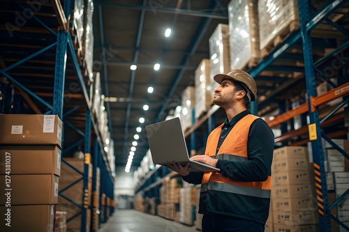Warehouse workers checking stuff in warehouse with digital system in tablet.