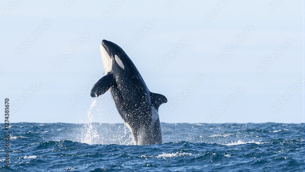 Fototapeta premium Majestic Orca Whale Breaching Dramatically