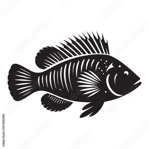 Abstract Wrasse fish silhouette, a fresh and modern interpretation - Wrasse fish illustration - Minimalist Wrasse vector - Fish silhouette
