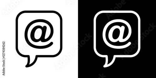 Mentions icon set. vector illustrations in black and white strokes