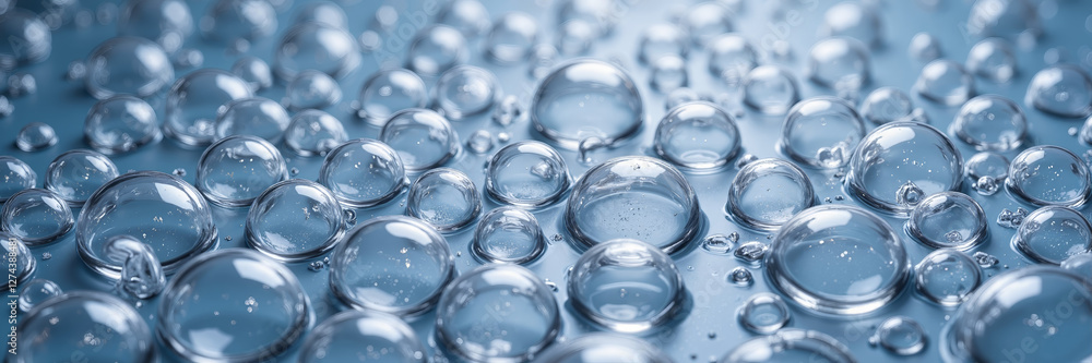 Transparent water bubbles on blue surface
Transparent water bubbles on blue surface