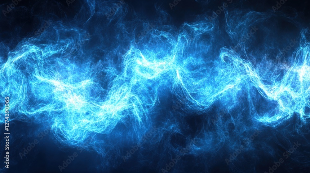 Obraz premium Abstract blue wisps of light swirling in a dark background, creating a mystical and ethereal atmosphere