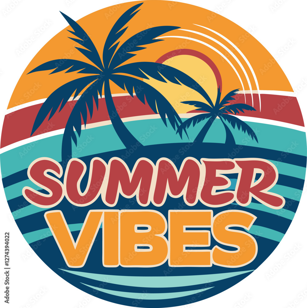 Naklejka premium summer vibes t-shirt design