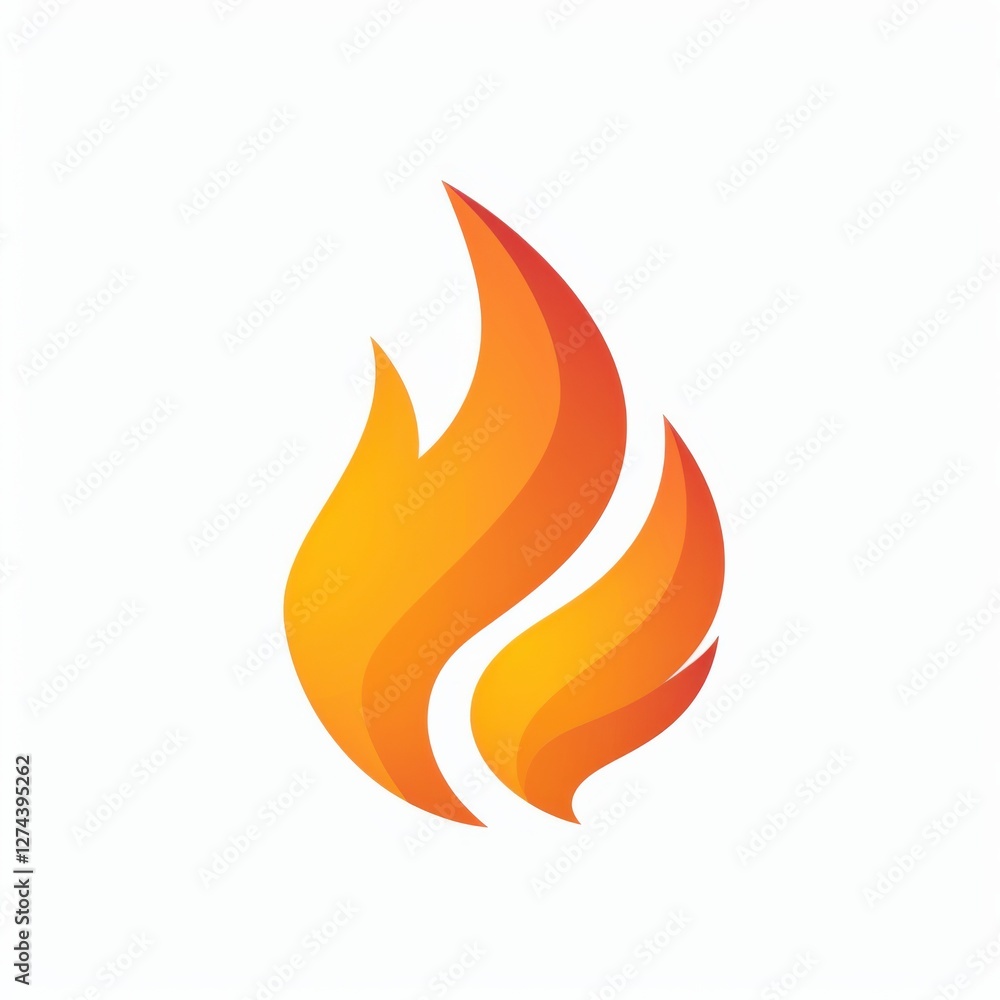 A bold fire logo with intense flames and strong lines, centered on a white background A bold fire logo with intense flames and strong lines, centered on a white background