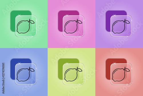 Set of quince icons in different colors