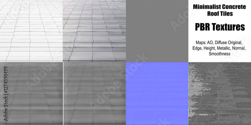 Minimalistic Concrete Roof Tiles - PBR Texture - 3D Design