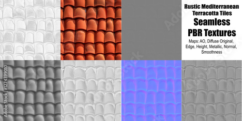 Rustic Mediterranean Terracotta Tiles Roof - PBR Texture - 3D Design