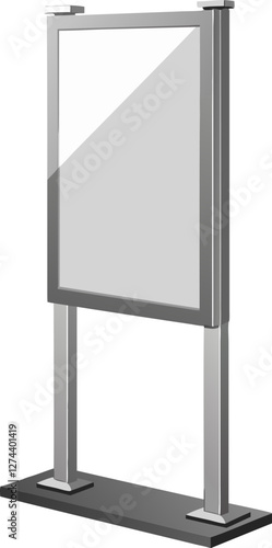 Side view of an ad stand or blank advertising board. Mockup template of ad signage easel
