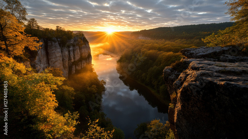 Sunrise Over Scenic River Canyon 