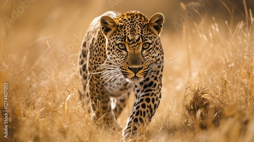 Cheetah patrol on African grasslands photo