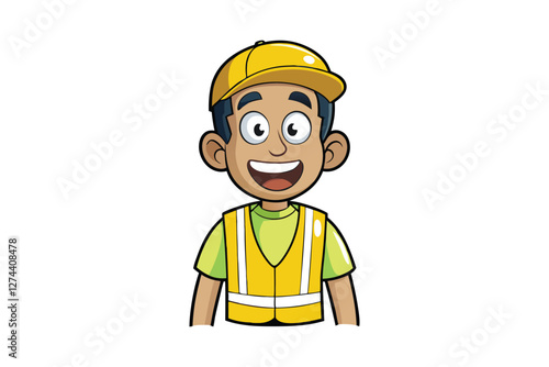 A cartoon of a warehouse worker vector art illustration.eps