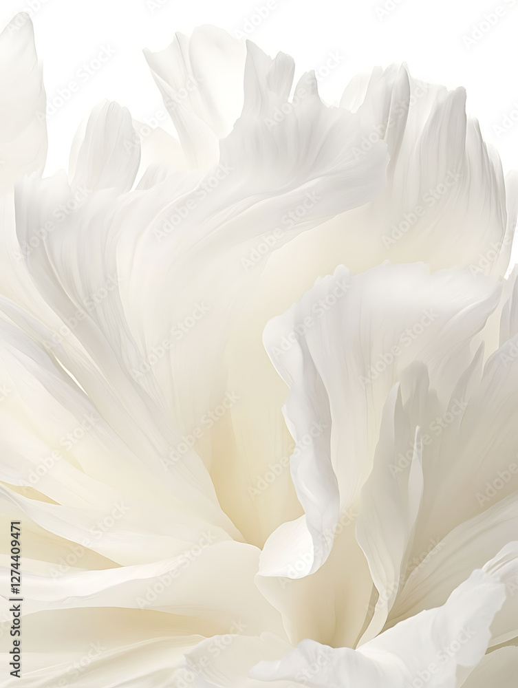 Abstract close-up of delicate white flower petals with soft light and flowing elegant lines. Abstract close-up of delicate white flower petals with soft light and flowing elegant lines.