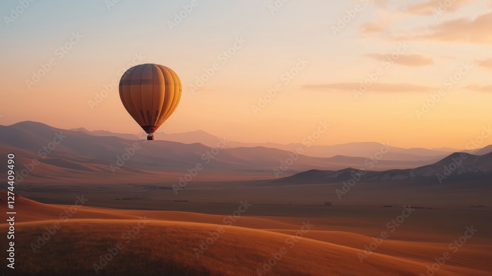 Sunrise Hot Air Balloon Over Golden Hills Sunrise Hot Air Balloon Over Golden Hills