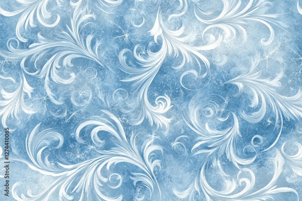 A beautifully intricate frost-inspired texture featuring swirling ice patterns and delicate snowflakes in shades of blue and white, evoking a dreamy winter aesthetic A beautifully intricate frost-inspired texture featuring swirling ice patterns and delicate snowflakes in shades of blue and white, evoking a dreamy winter aesthetic