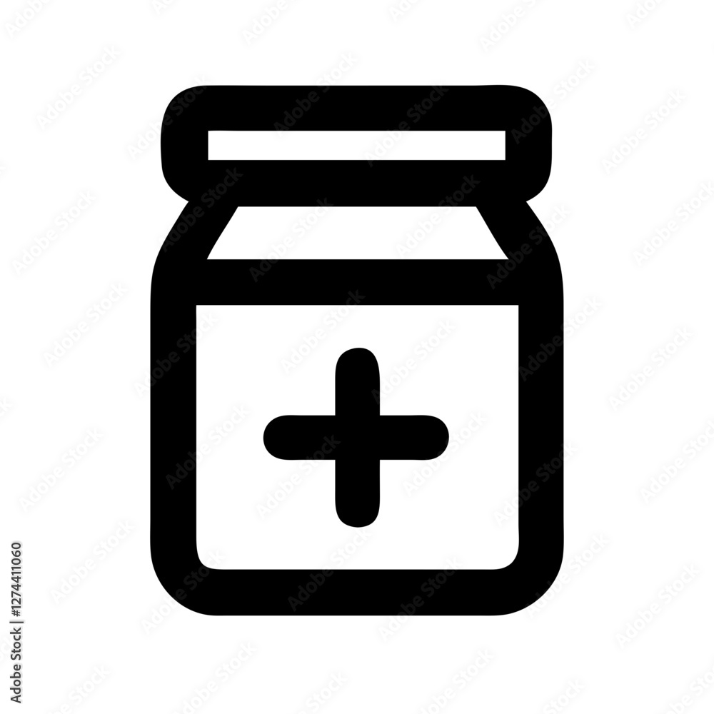 Obraz premium jar with a plus symbol icon design