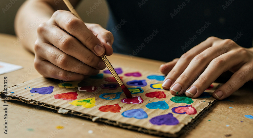 Obraz premium olorful Cardboard Heart Painting