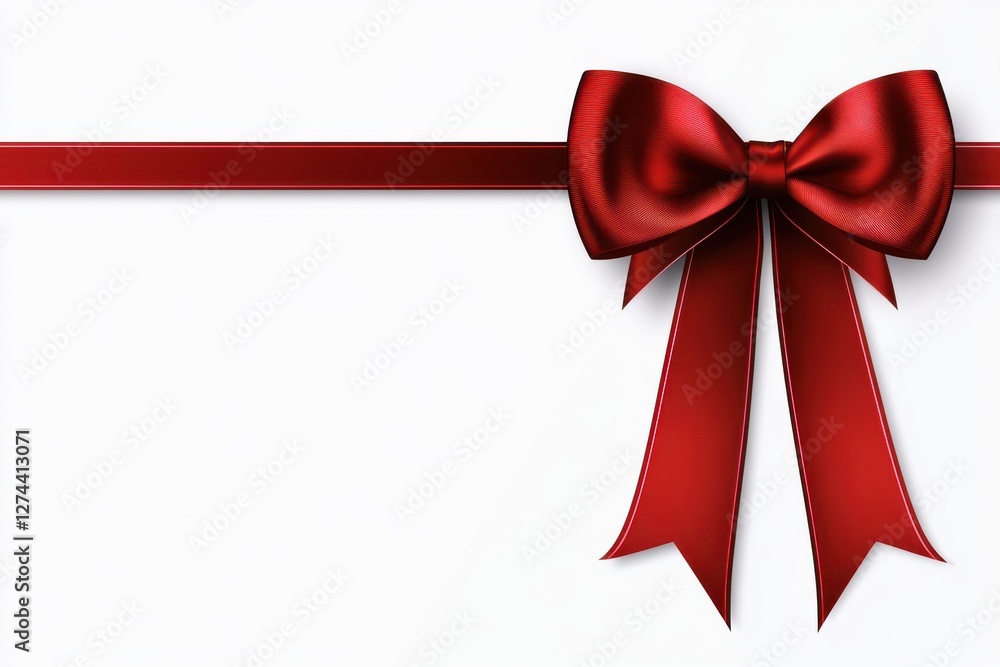 Red ribbon and bow on white background. Red ribbon and bow on white background.
