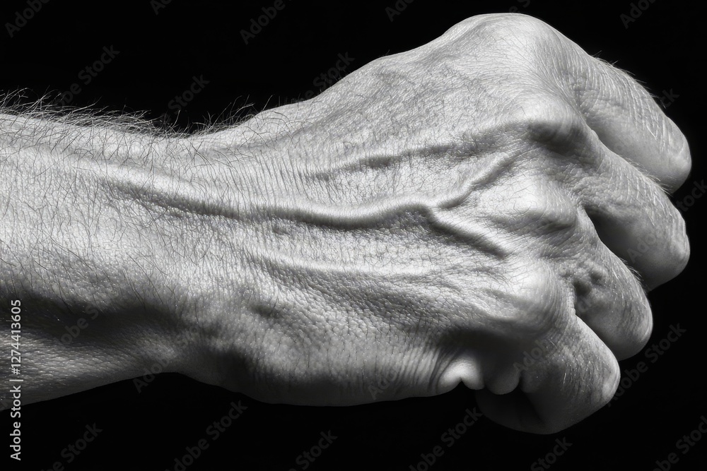 Fototapeta premium Striking close up of a wrist highlighting veins and anatomical structure with bold lighting contrast