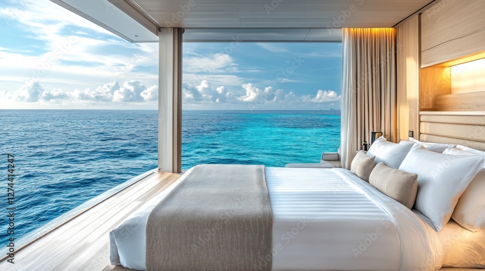 Luxurious Overwater Bedroom with Ocean View Luxurious Overwater Bedroom with Ocean View