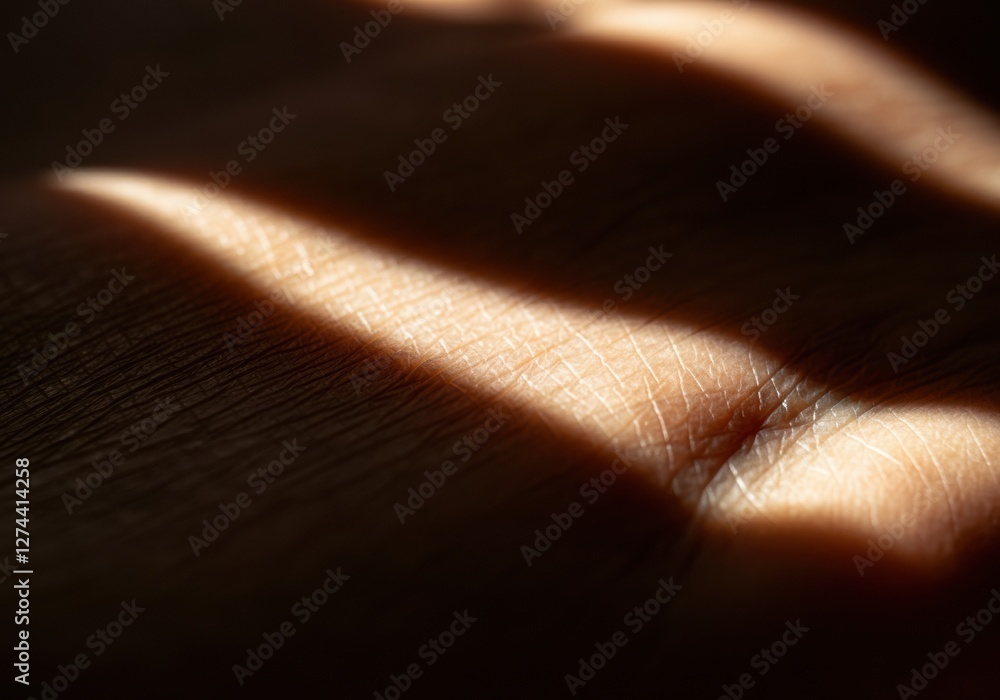 Fototapeta premium Close-up of a hand with soft shadows creating a textured pattern