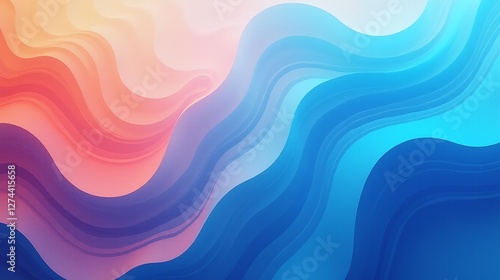 abstract waves in gradient hues of orange, pink, and blue. photo