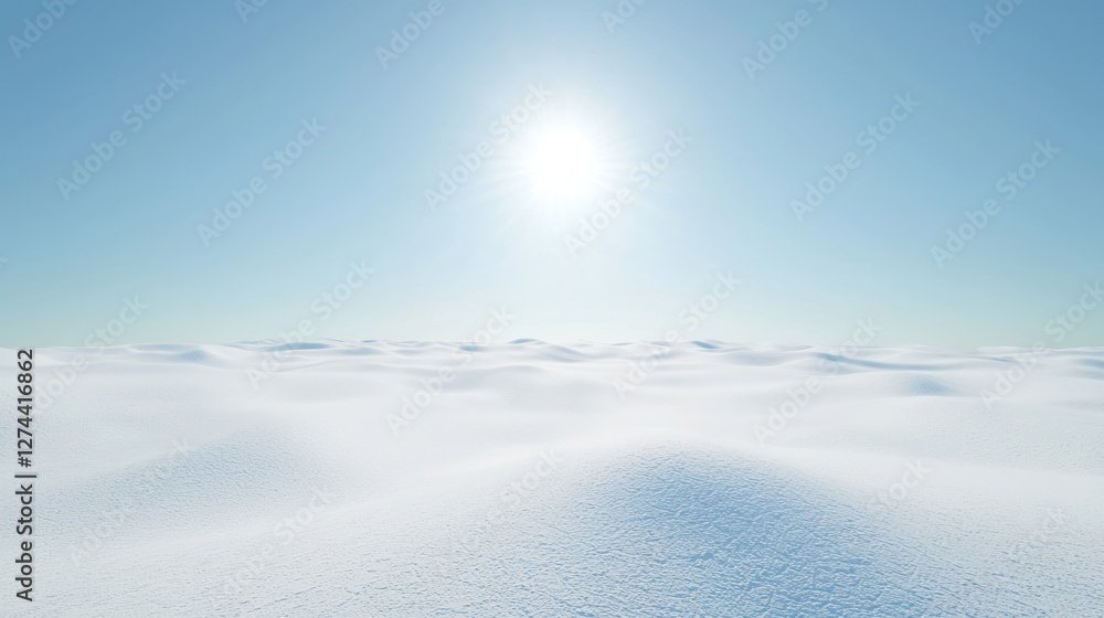 Endless Horizon of White Ice Fields Under Bright Blue Sky Endless Horizon of White Ice Fields Under Bright Blue Sky