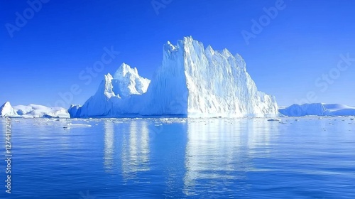 Wallpaper Mural Iceberg Emerging from Smooth Blue Inlet with Reflecting Surface Torontodigital.ca
