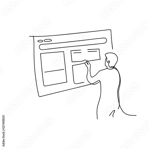 Website Design, Development, User Interface, One Line Drawing, Webpage Mockup, Planning, Layout, Ske