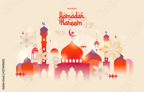 modern abstract  style Ramadan kareem colorful designs